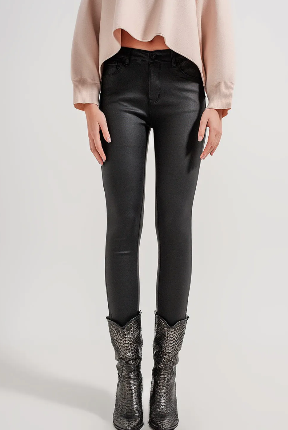 Faux Leather High Waisted Trousers