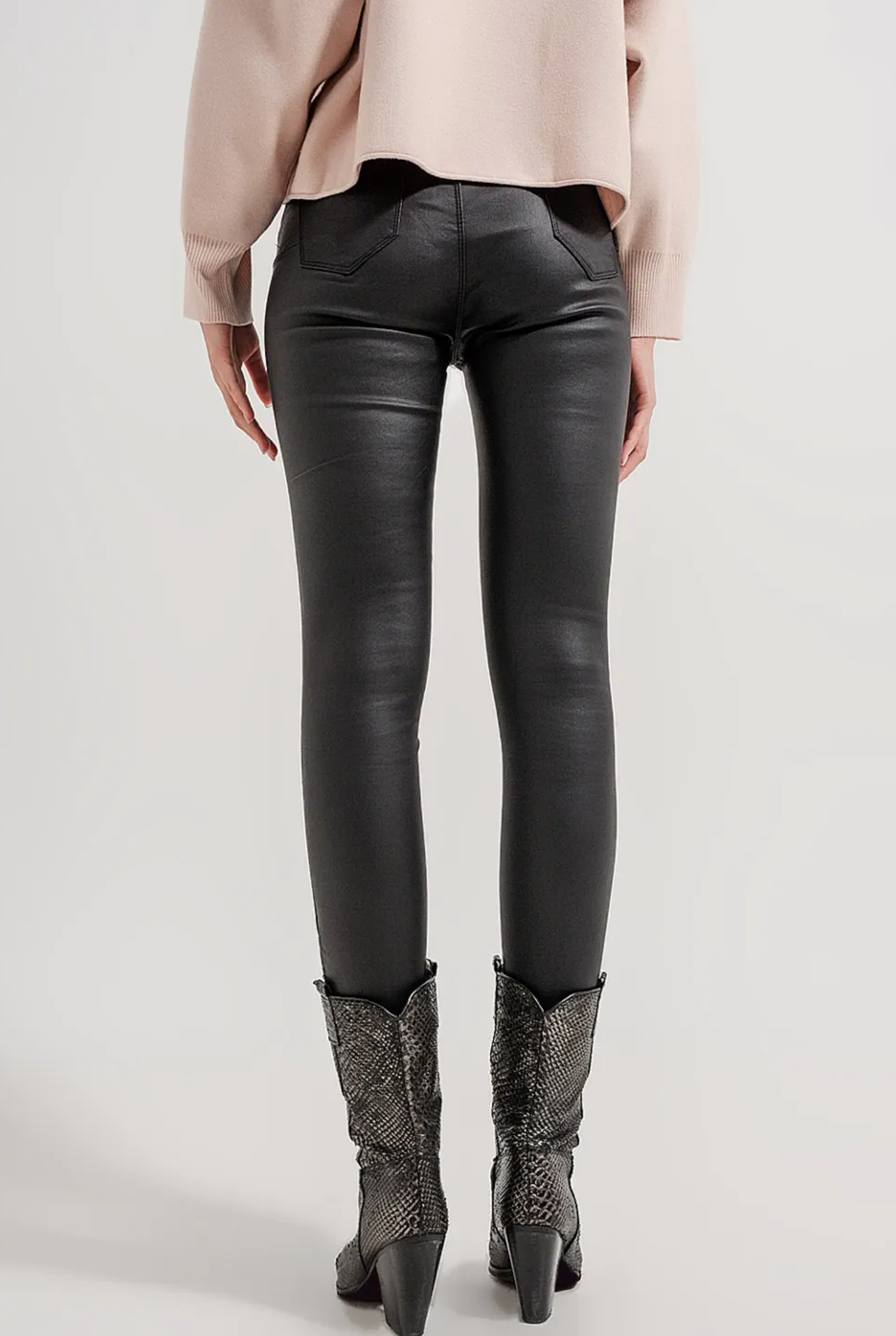 Faux Leather High Waisted Trousers
