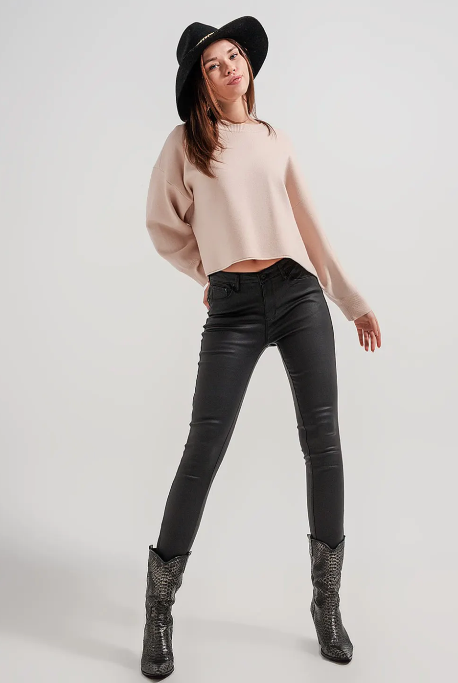 Faux Leather High Waisted Trousers