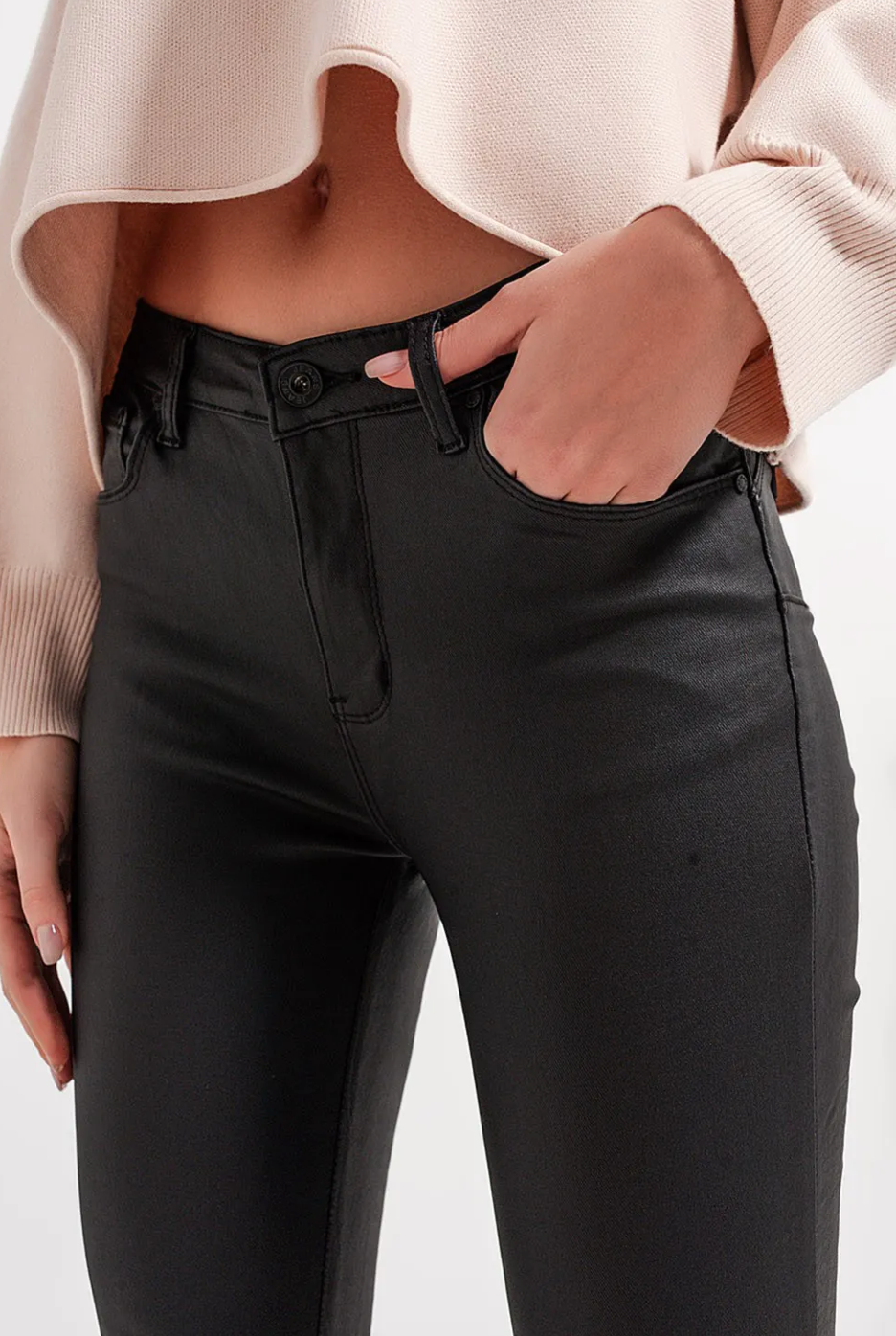 Faux Leather High Waisted Trousers