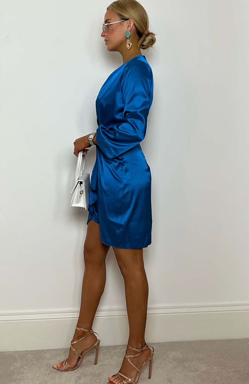 Vesper Tyra Ocean Blue Long Sleeved Mini Dress