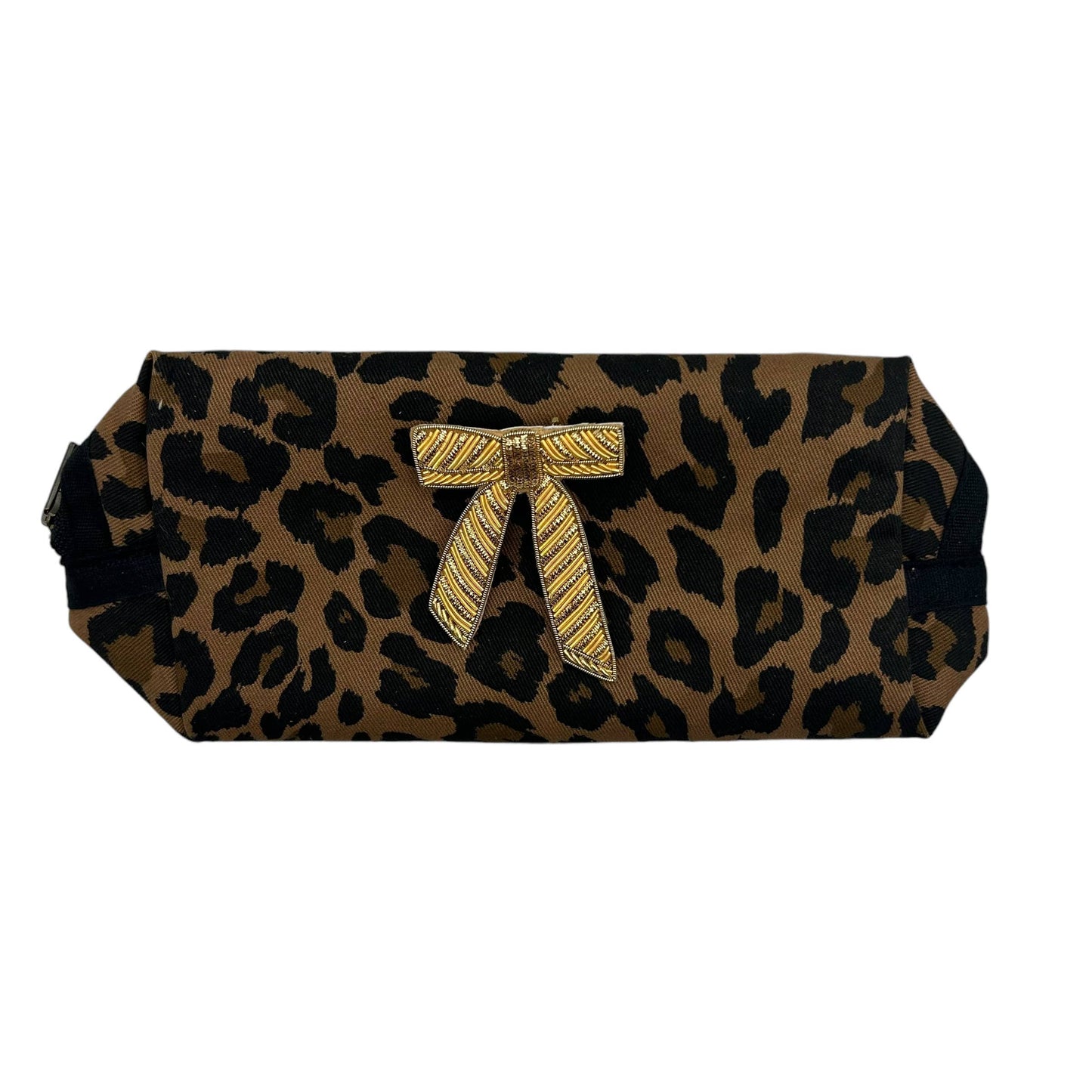 Leopard print large make-up bag & Bow pin