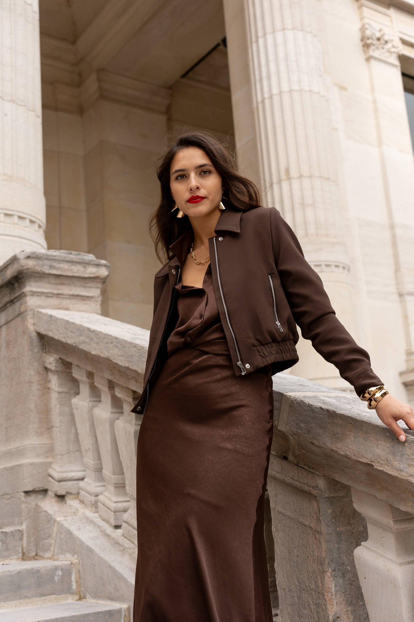 Satin Skirt in Coffee