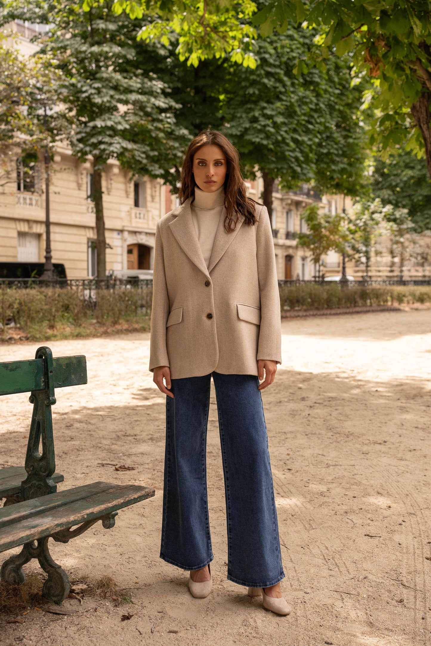 Oversized wool blend jacket in Beige