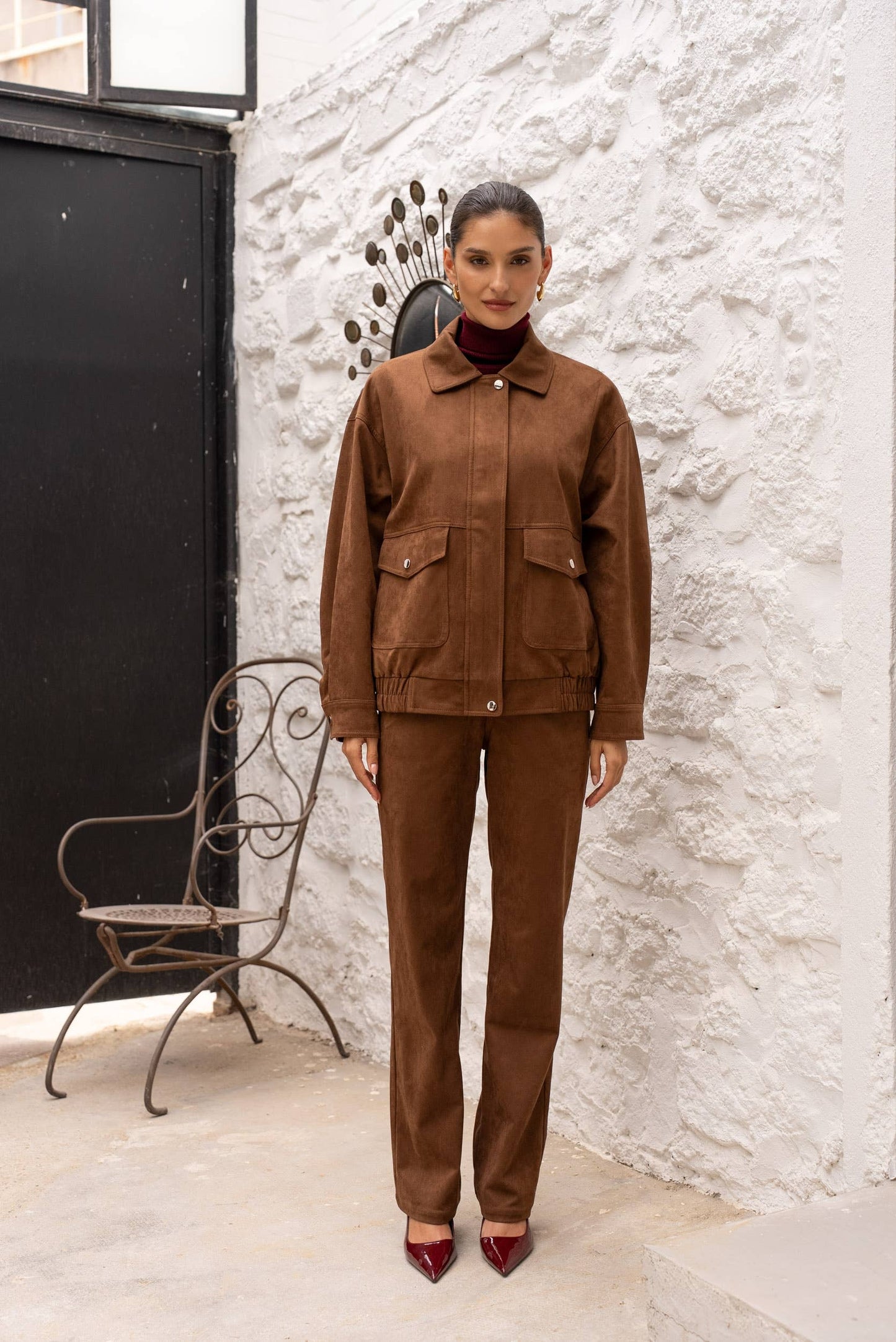 Oversized suede jacket in Camel