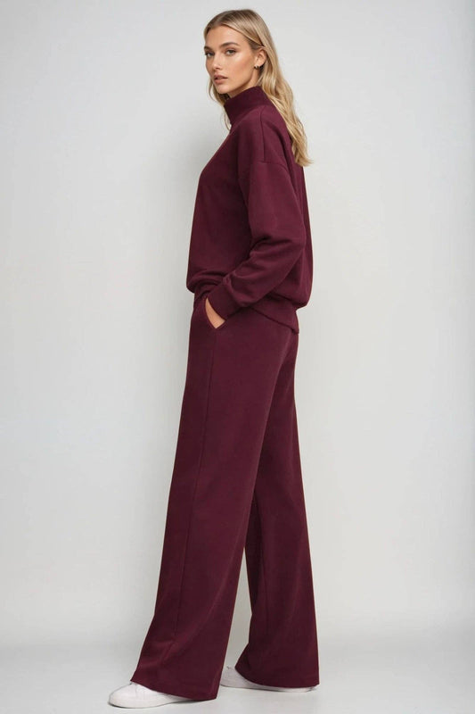Born Nouli Supersoft Wide Leg Sweatpant in Black Cherry