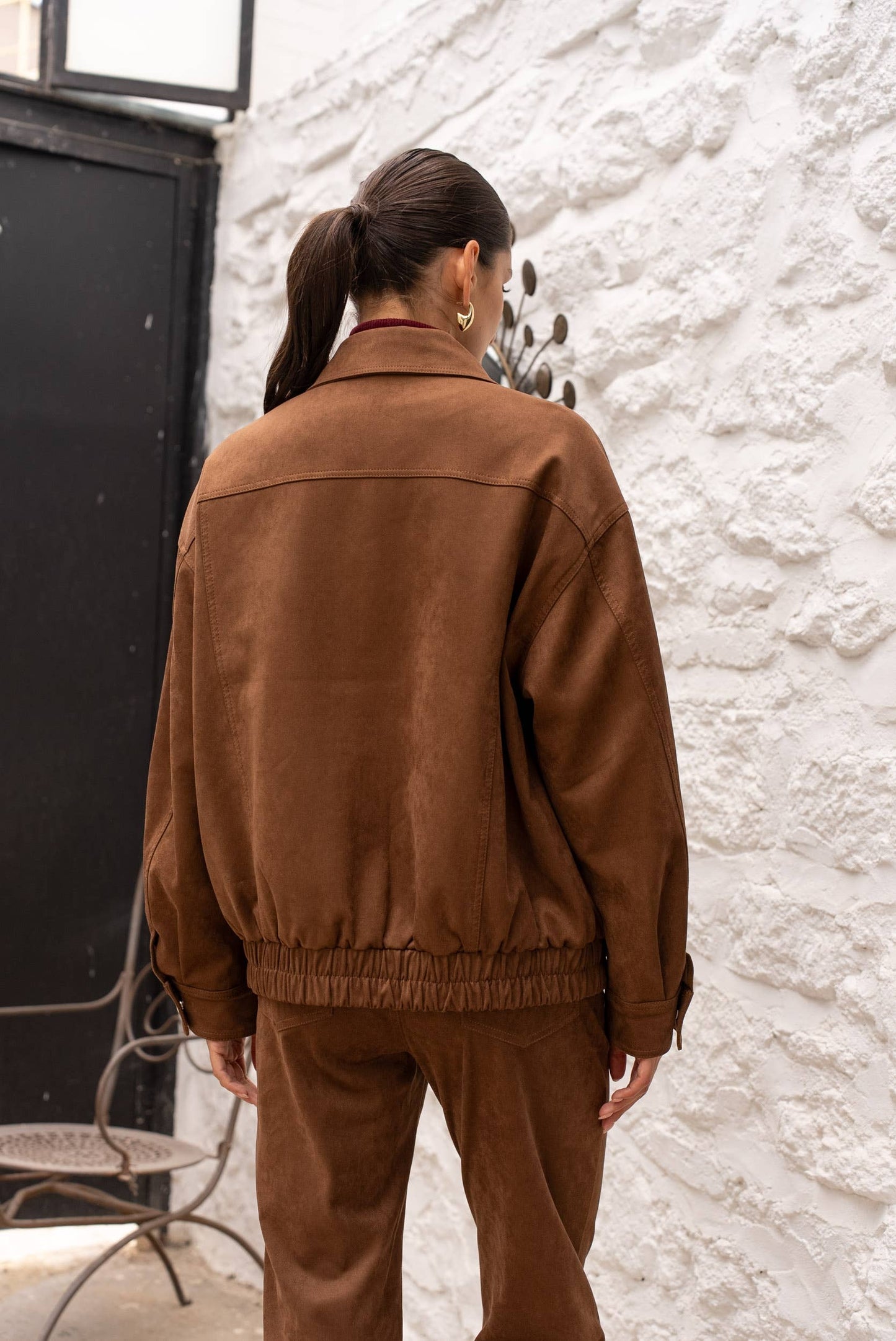 Oversized suede jacket in Camel