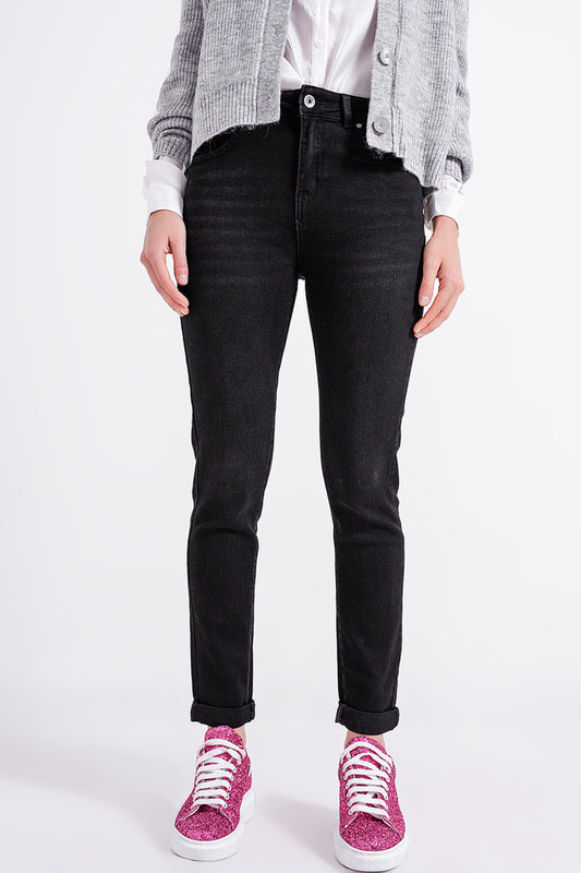 High-Waist Skinny Jeans in Black