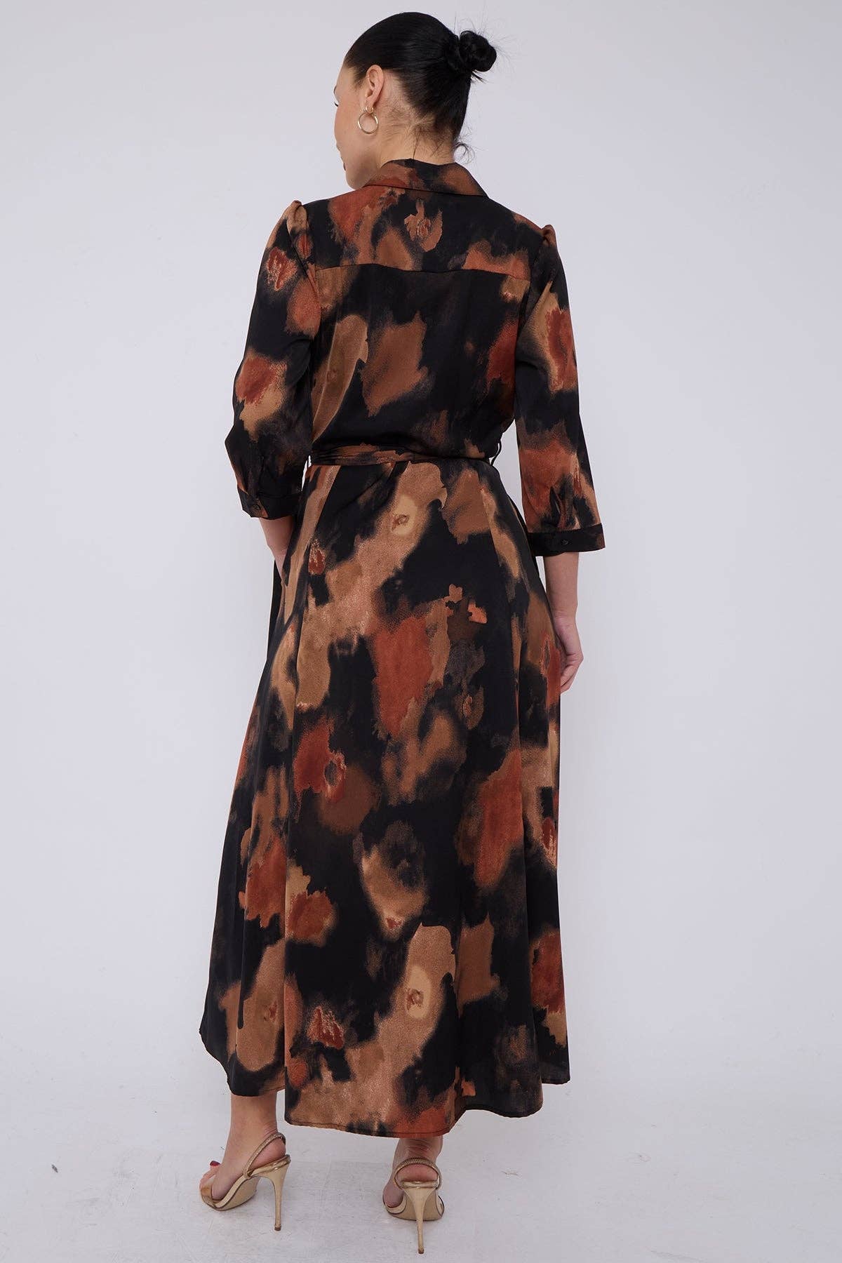 Abstract Print Maxi Shirt Dress