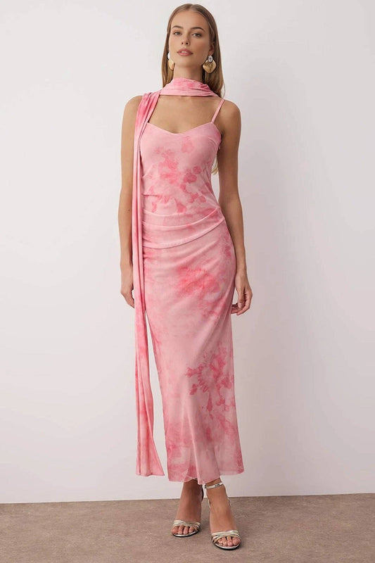 Wovcor Scarf Dress in Pink