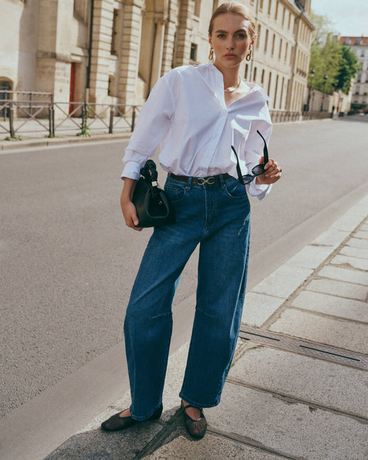 Women's Barrel Jeans "Louisa" - Ana & Lucy: Dark blue