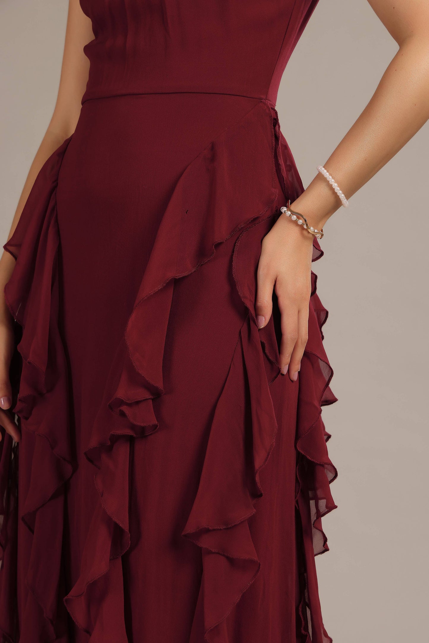 Malinina Maxi Dress in Burgundy