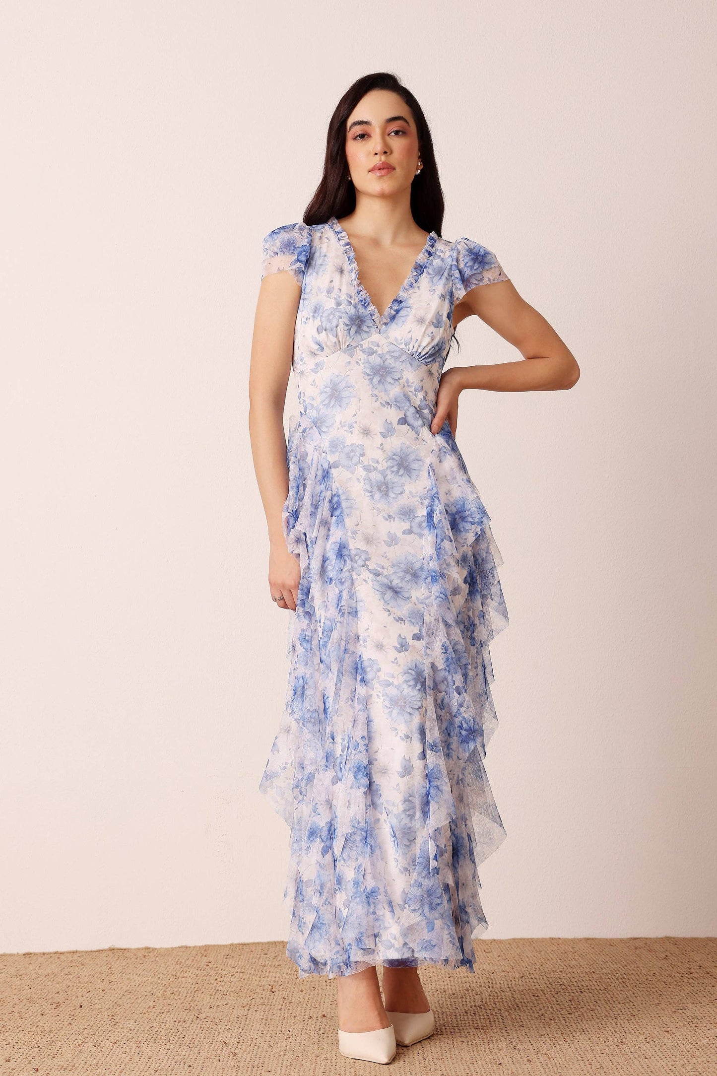 Melody Maxi Dress in Blue Floral