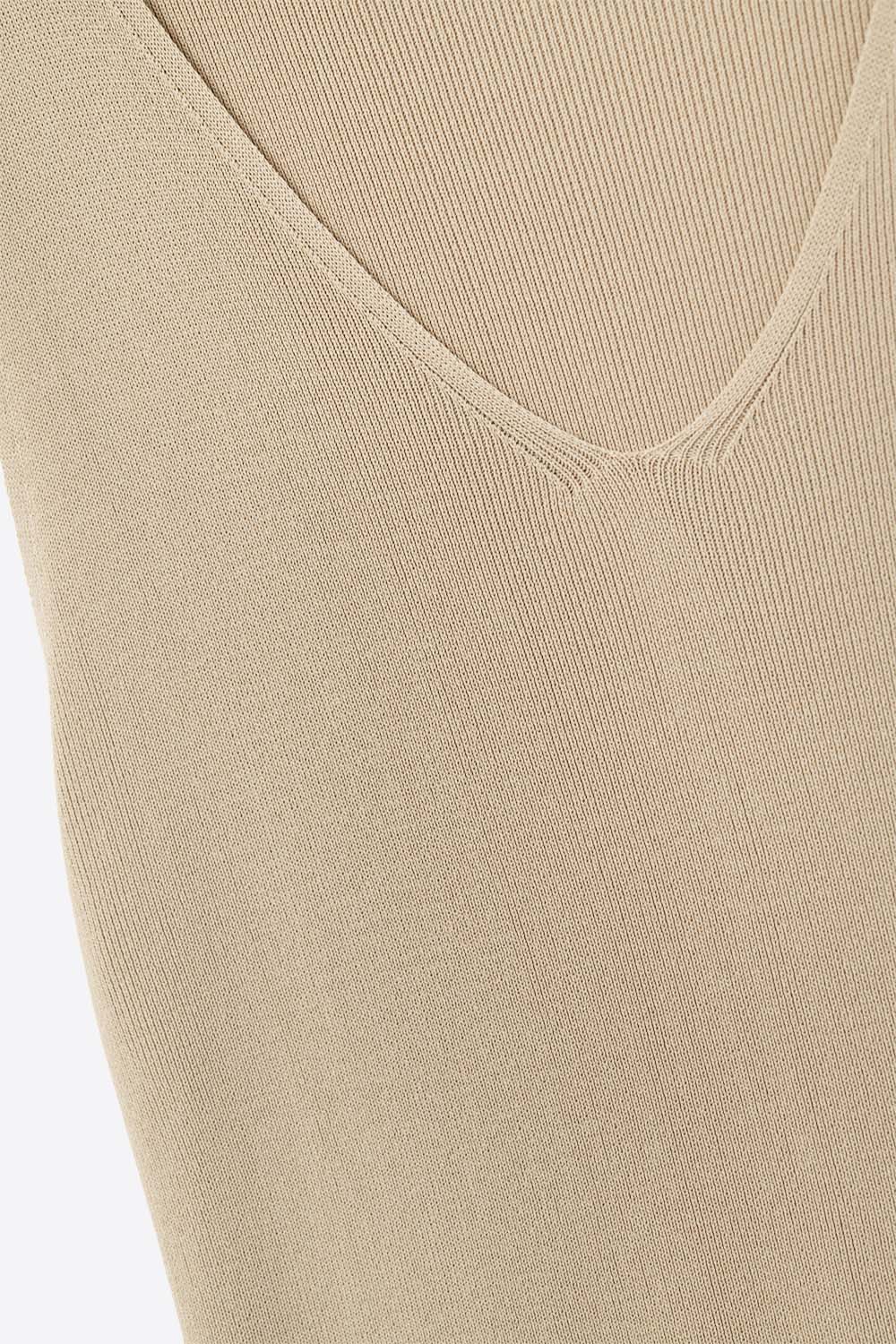 Camel Sleeveless Knit vest with V-Neck