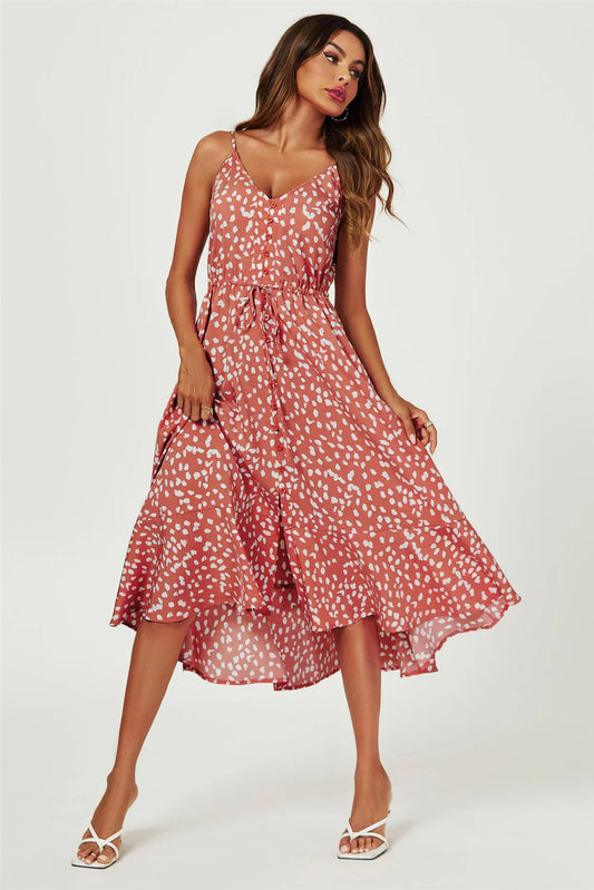 Midi Dress in Dusty Red