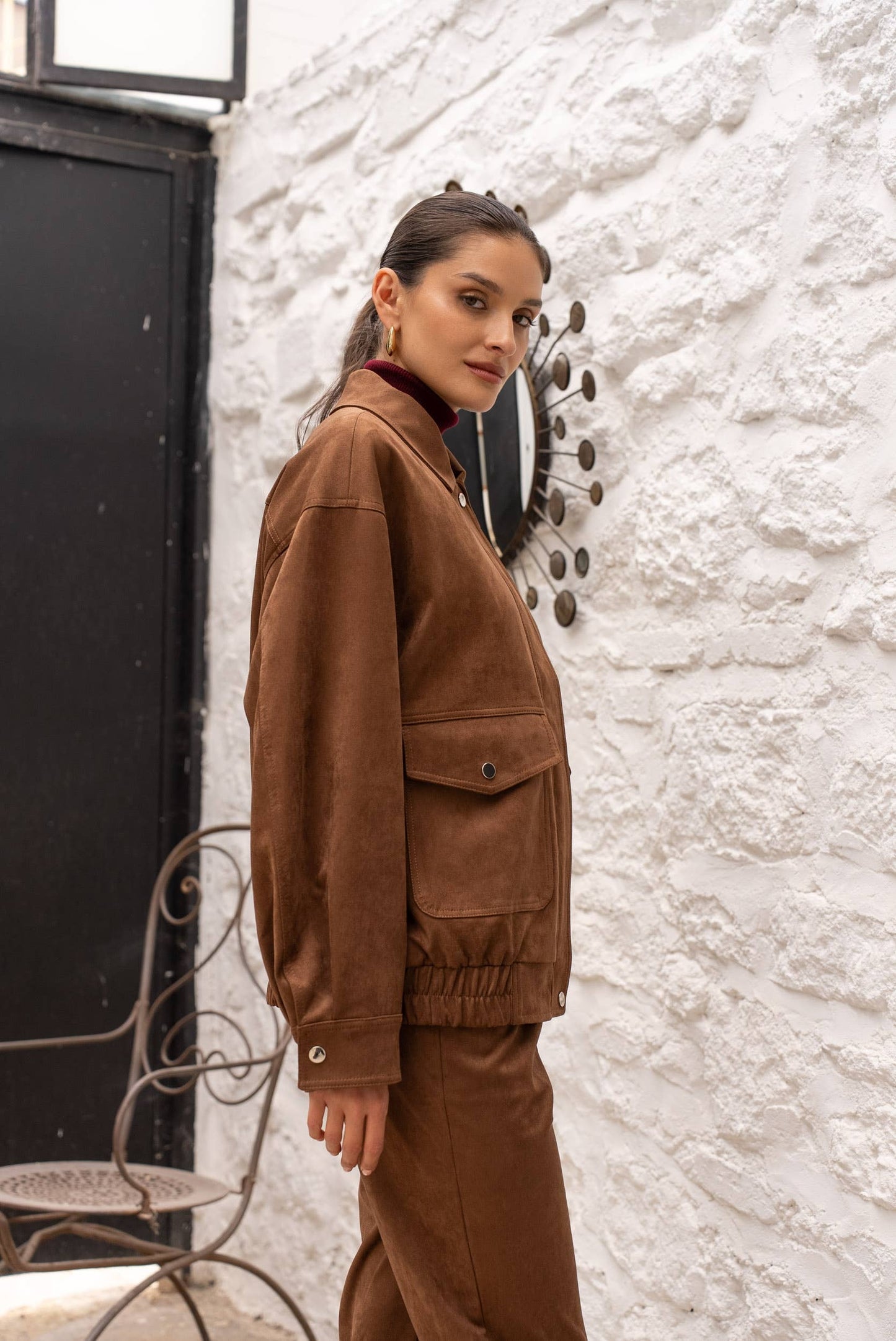 Oversized suede jacket in Camel