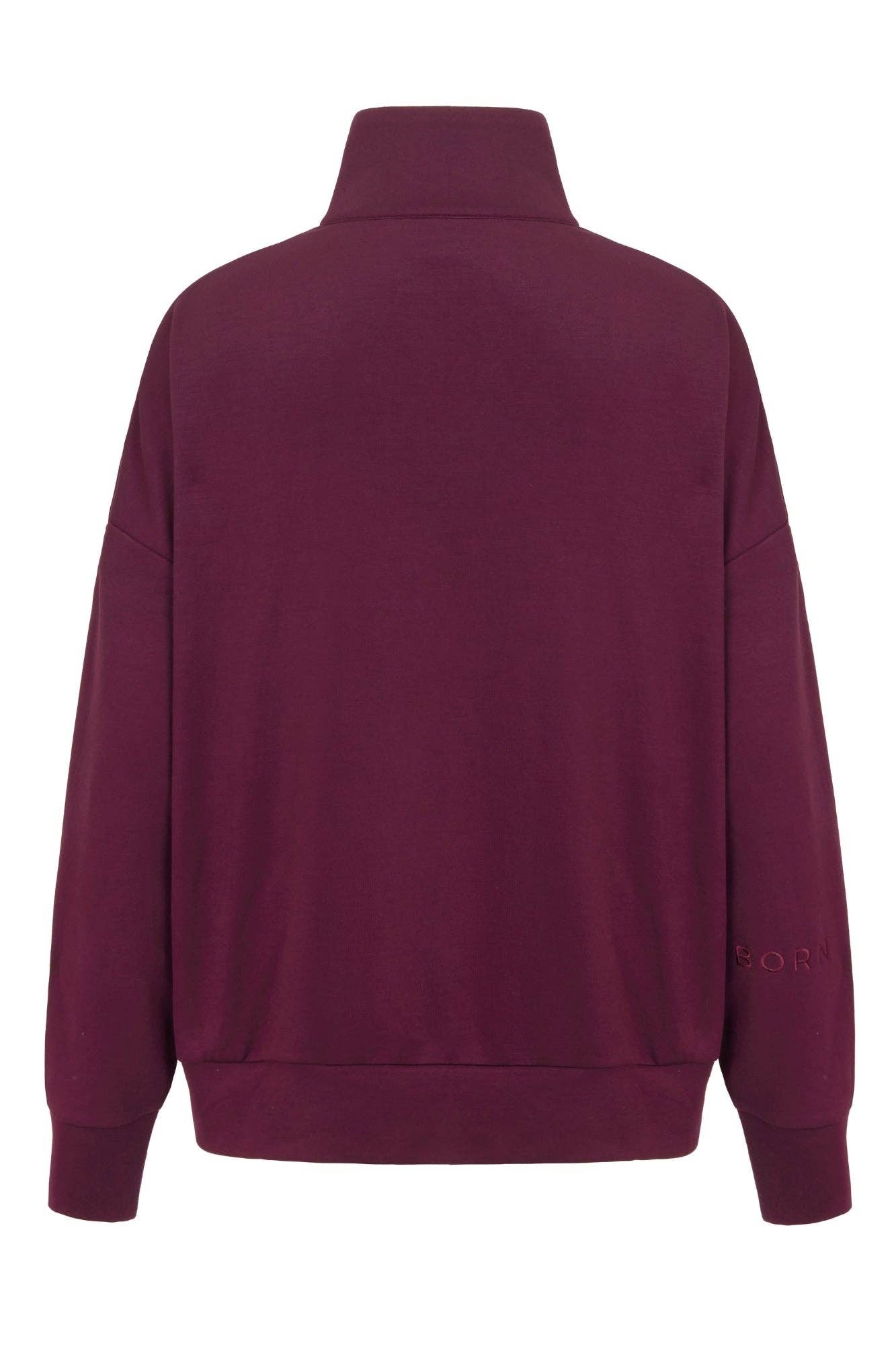 Born Nouli Supersoft Half Zip Sweatshirt in Black Cherry