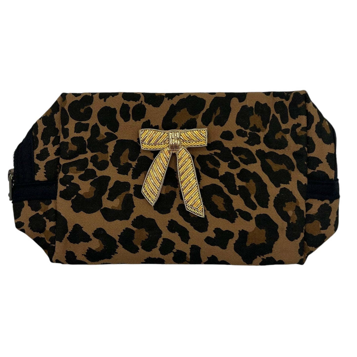 Leopard print large make-up bag & Bow pin