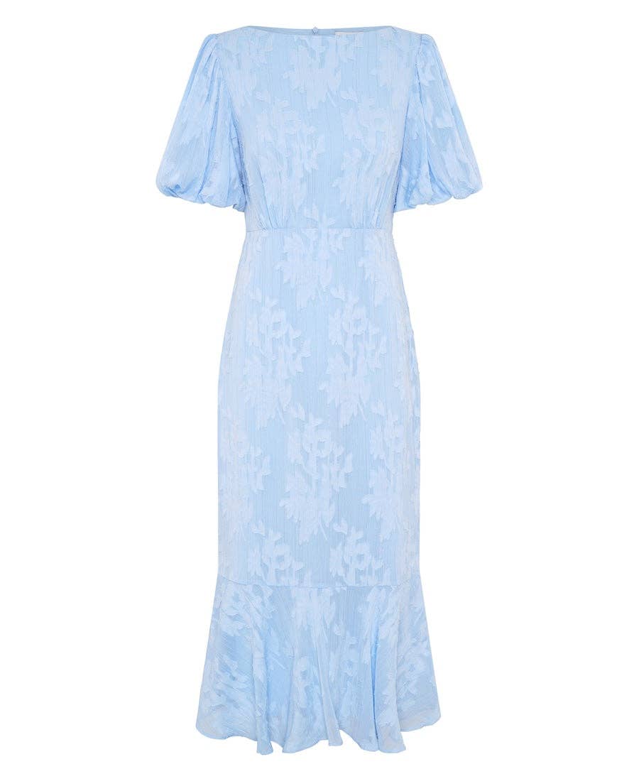 Blue Jacquard Midi Dress