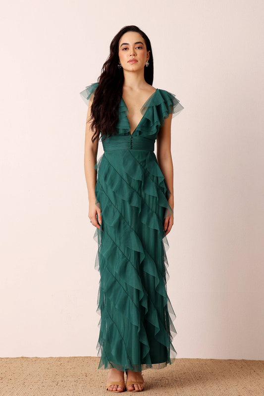 Carpathia Maxi Dress in Emerald Green