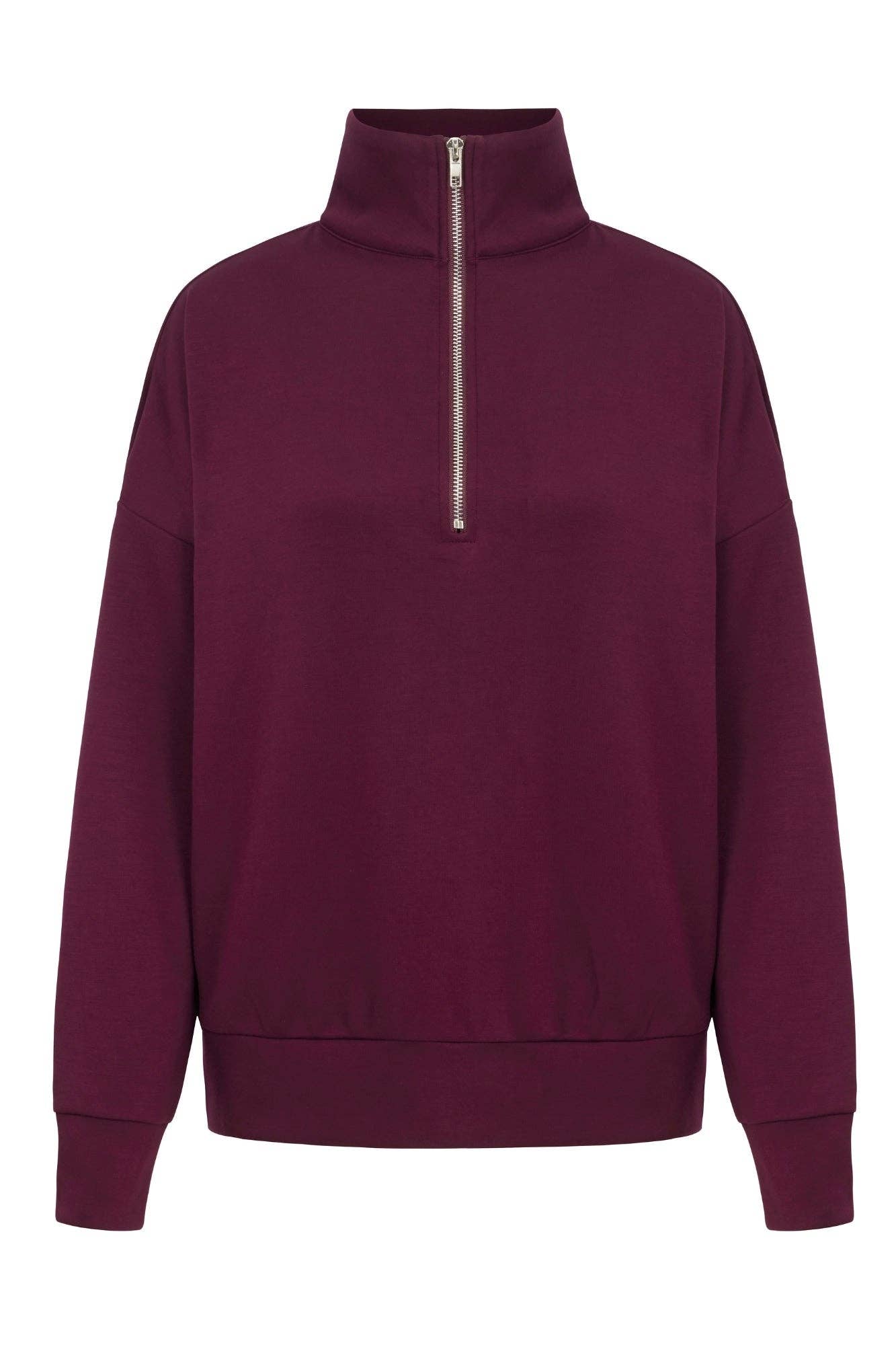 Born Nouli Supersoft Half Zip Sweatshirt in Black Cherry