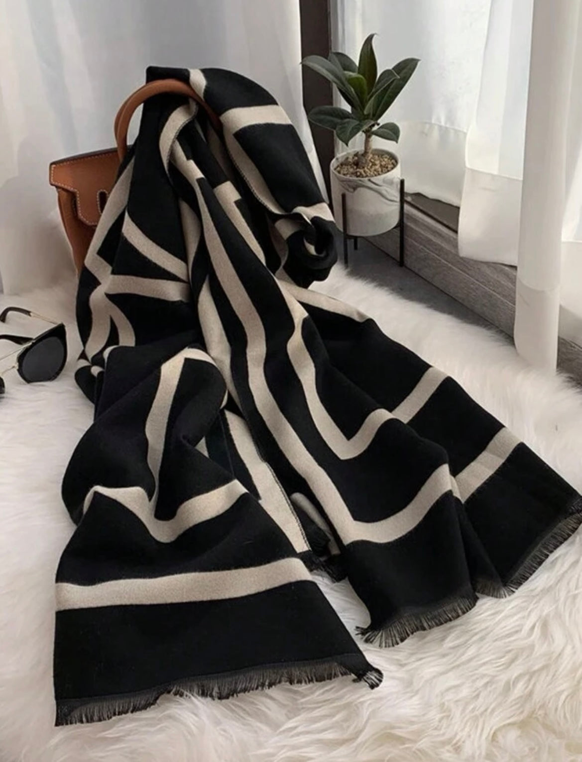 Black and Cream Scarf