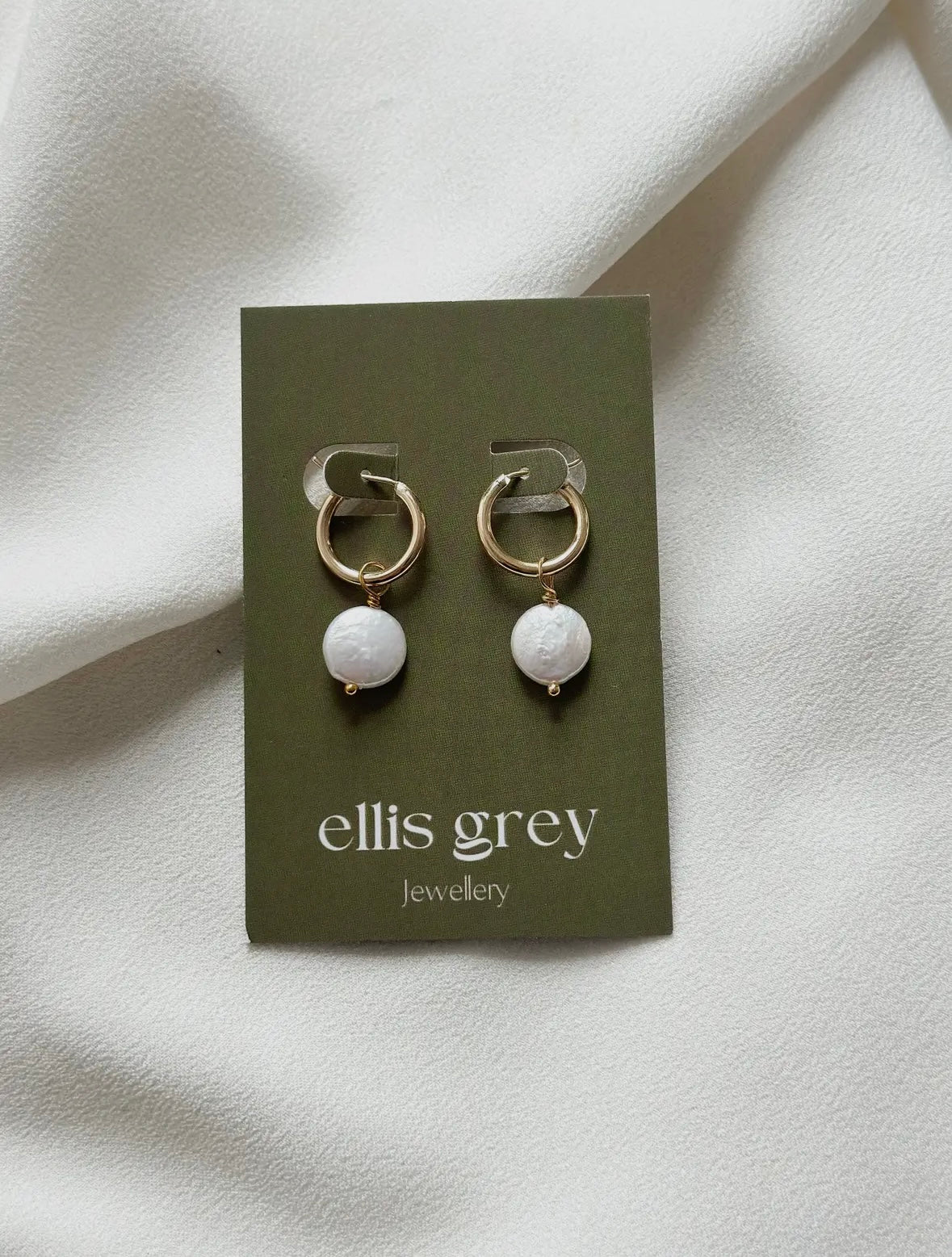 18K Gold Mother of Pearl Heart Huggie Earrings