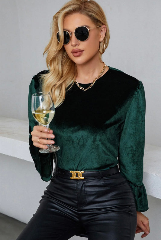 Velvet Top in Dark Green