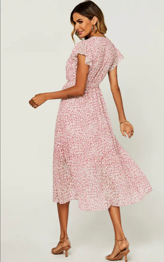 Wrap Dress in Pink Leopard Print