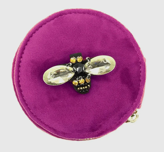 Jewellery Travel Pot in Fuchsia with Bee Pin