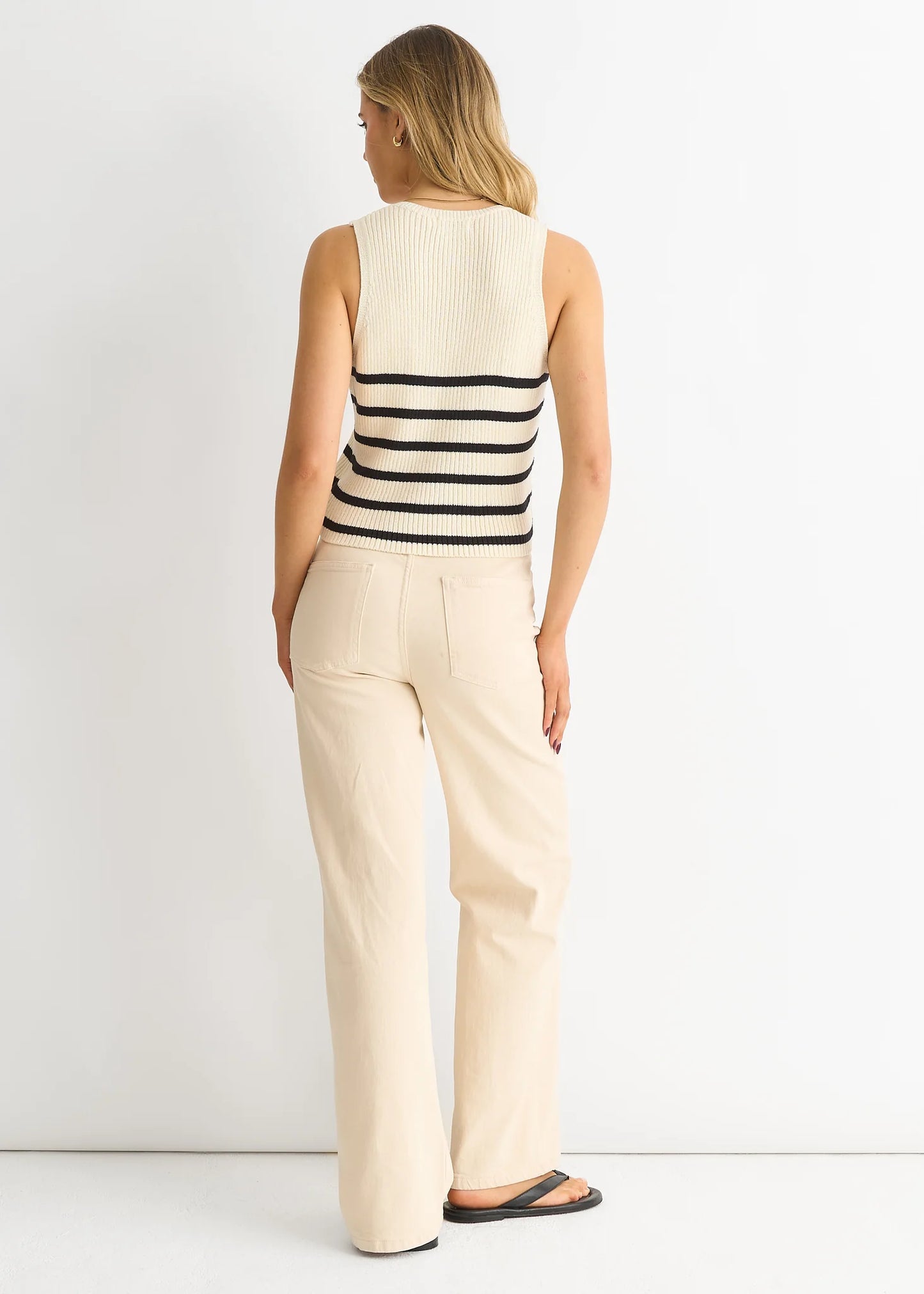 Mono Stripe Button Vest