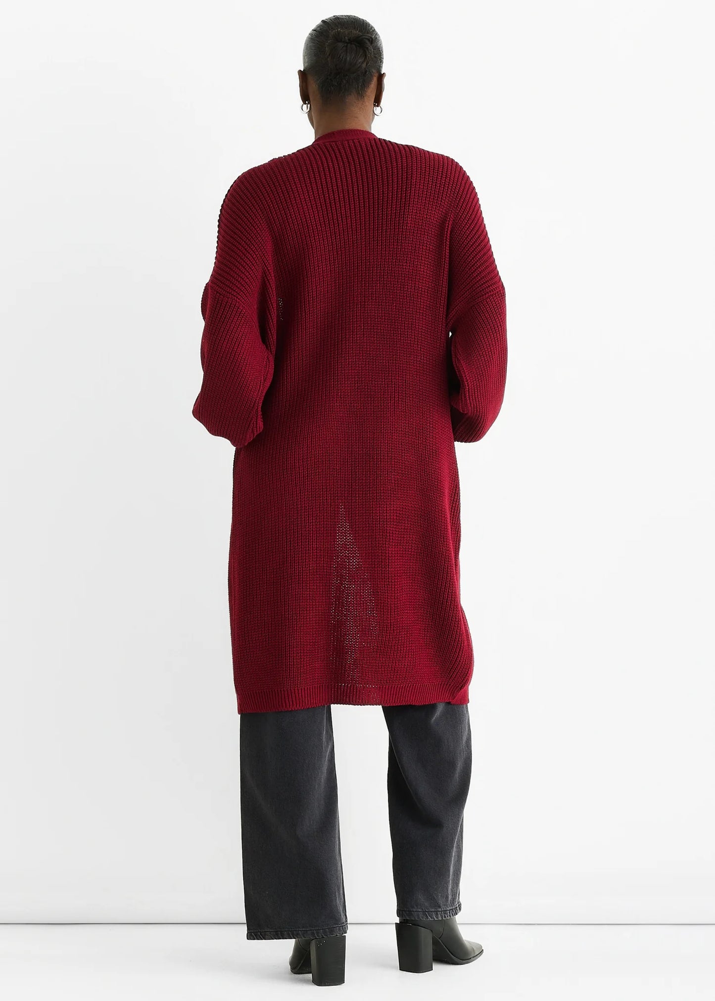 Red Chunky Knit Long Cardigan