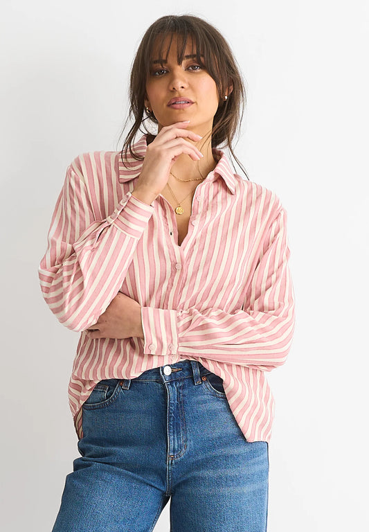 Blush Striped Oversized Shirt