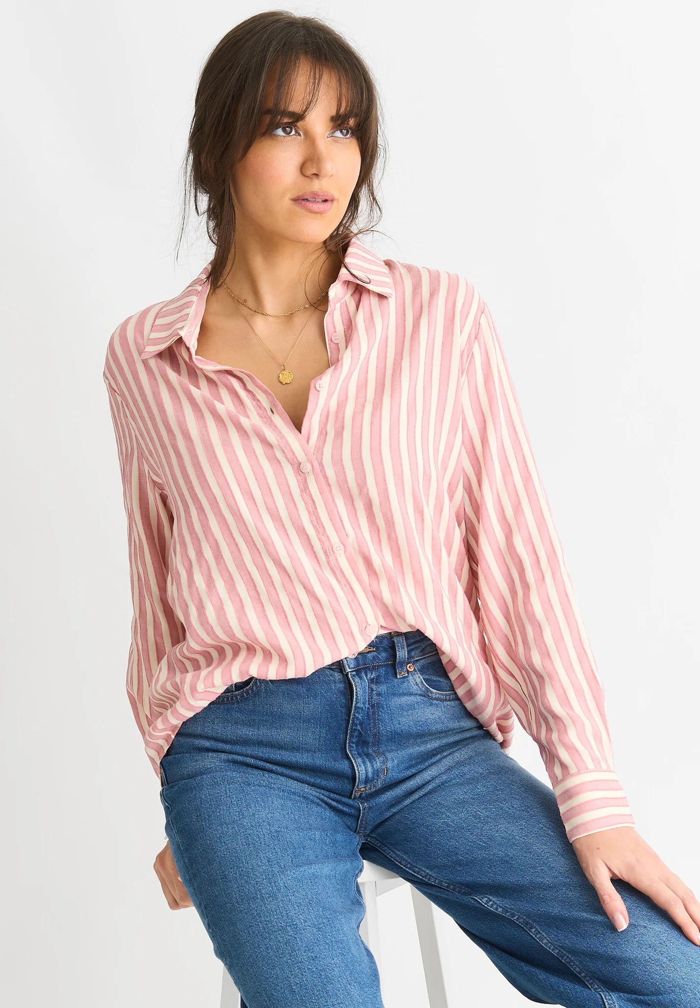 Blush Striped Oversized Shirt