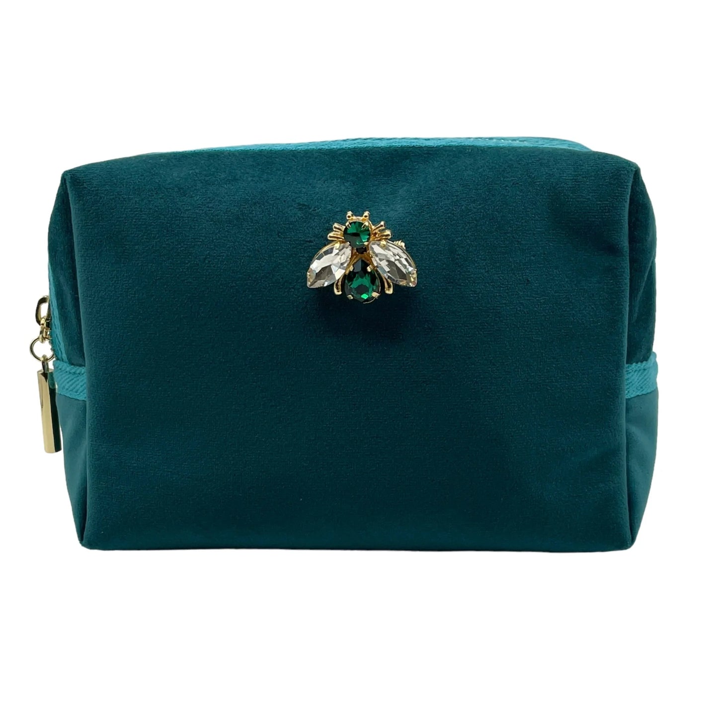 Teal Make Up Bag with Bee Pin - Large