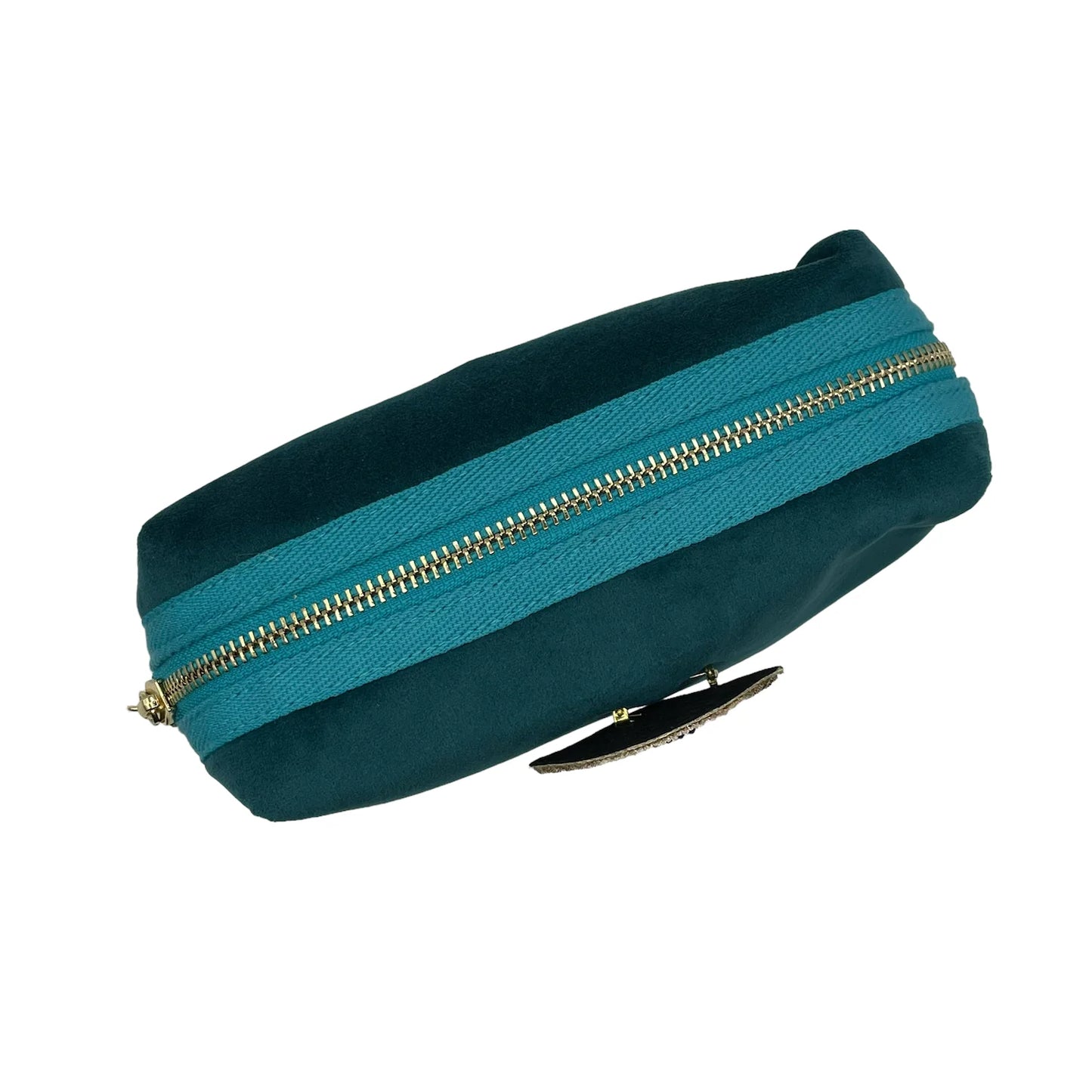 Teal Make Up Bag with Bee Pin - Large