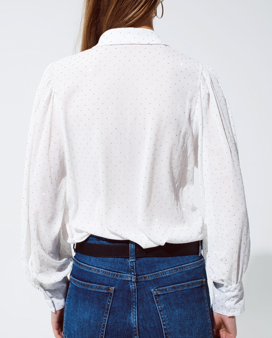 White Shirt with Sparkle Detailing