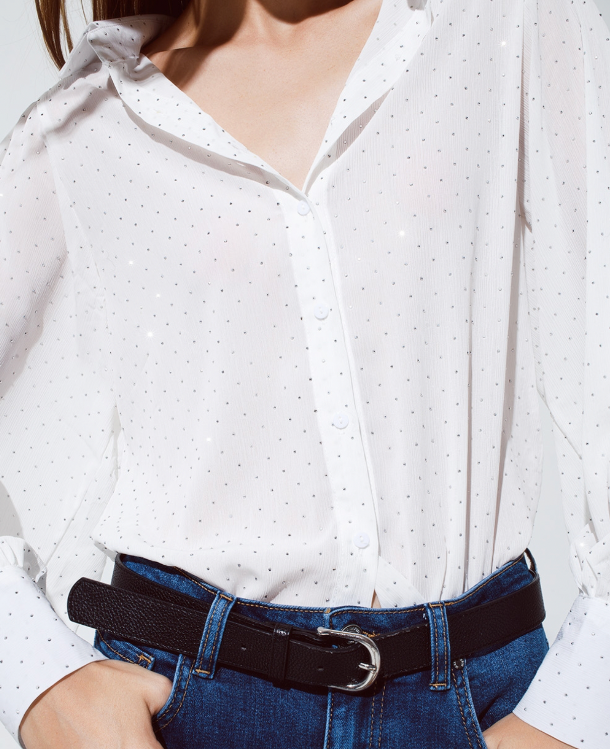 White Shirt with Sparkle Detailing