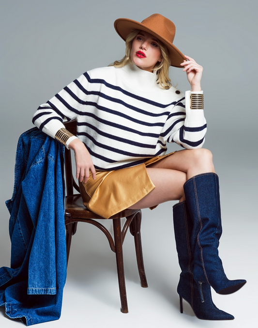 Stripe Jumper in Navy and White