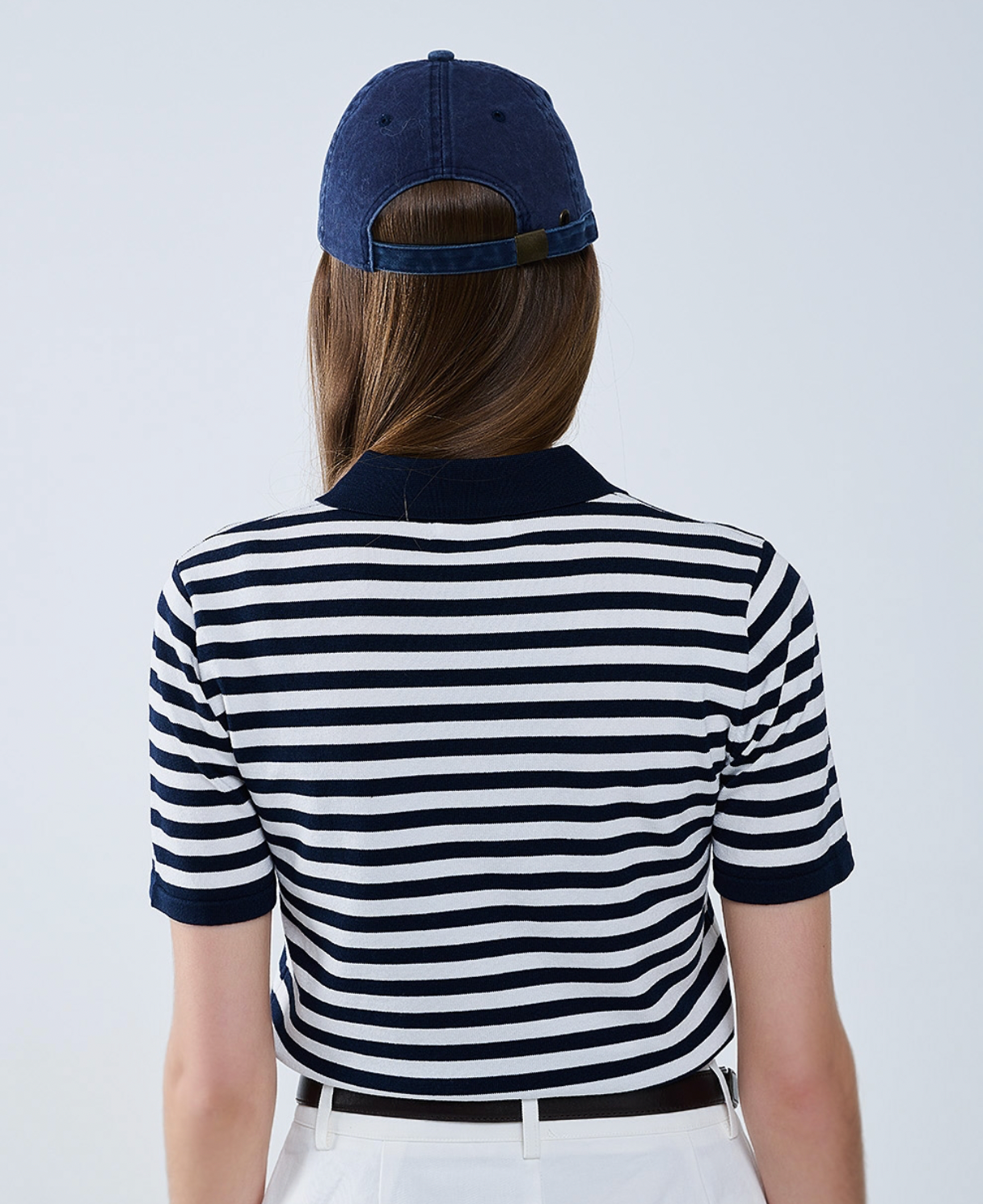Striped Knit T-shirt in Navy and White