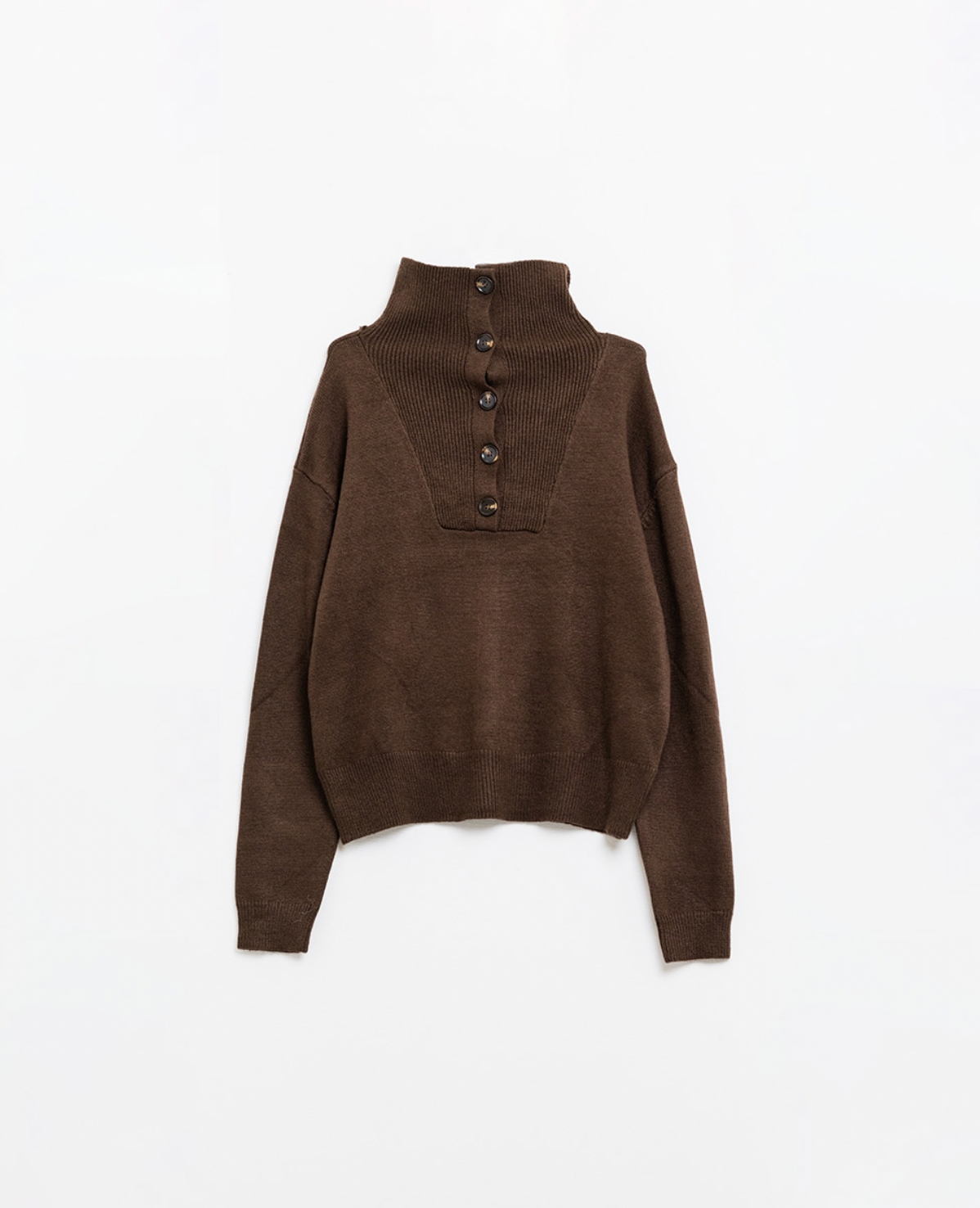 Brown jumper with Half button closure