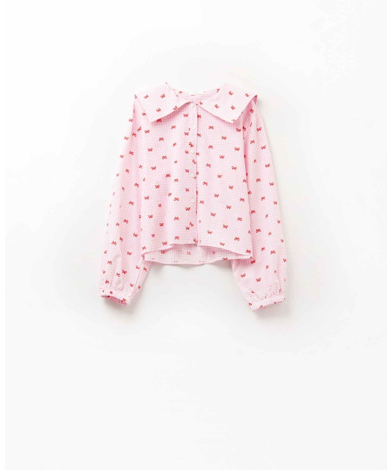 Gingham Bow Shirt in Pink