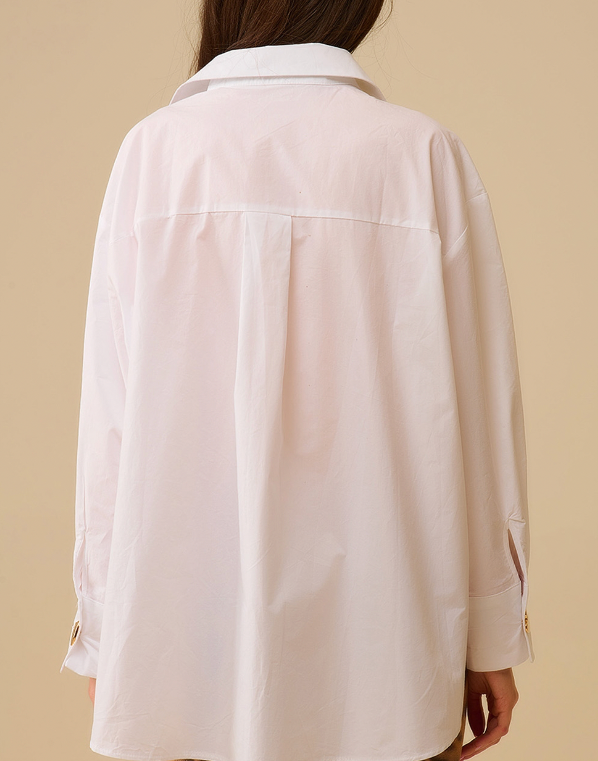 Cotton Shirt with Gold Buttons in White