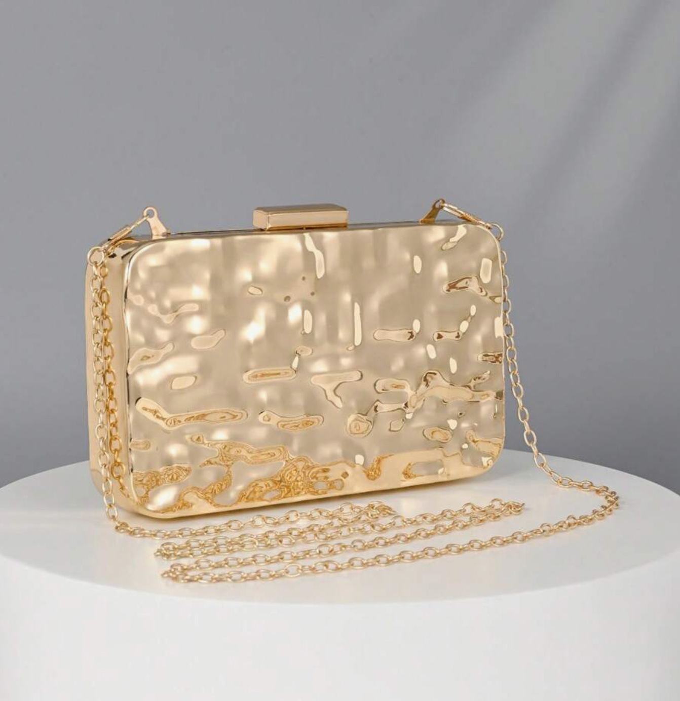 Box Clutch Bag in Gold