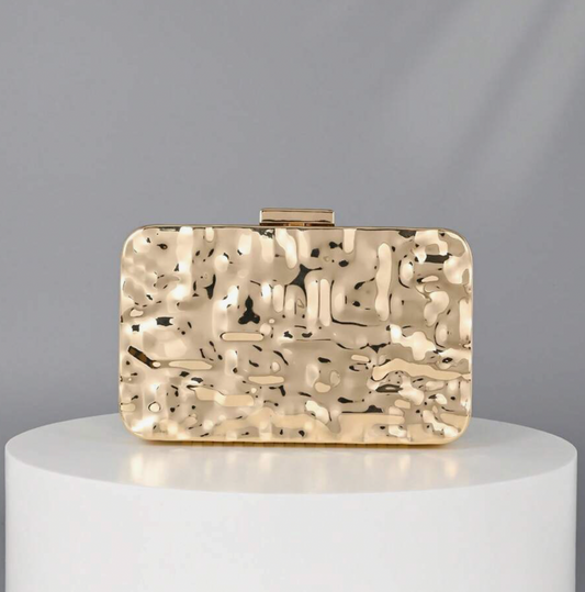 Box Clutch Bag in Gold