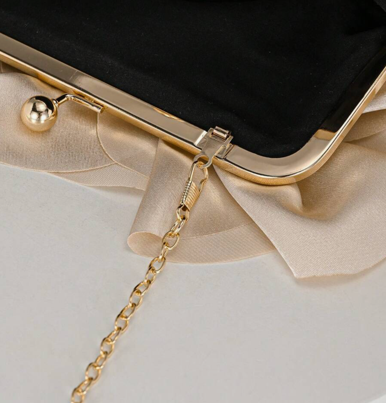 Ruffle Clutch Bag in Cream