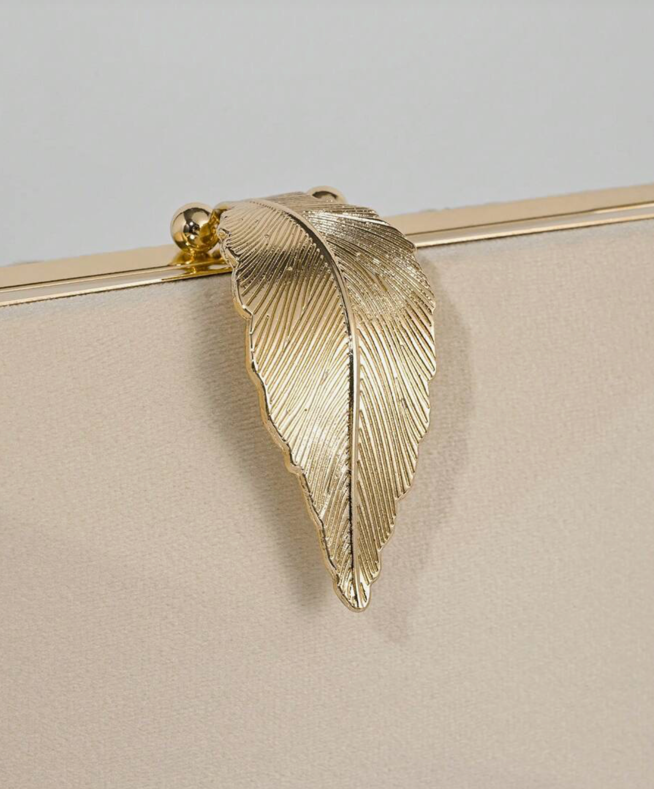 Suede Clutch in Beige and Gold