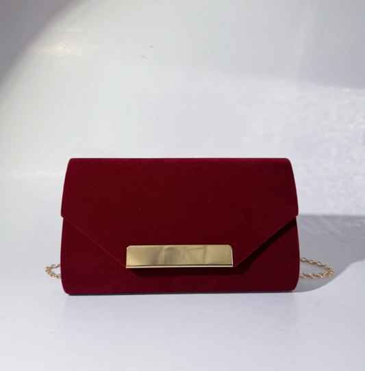 Suede Clutch in Burgundy