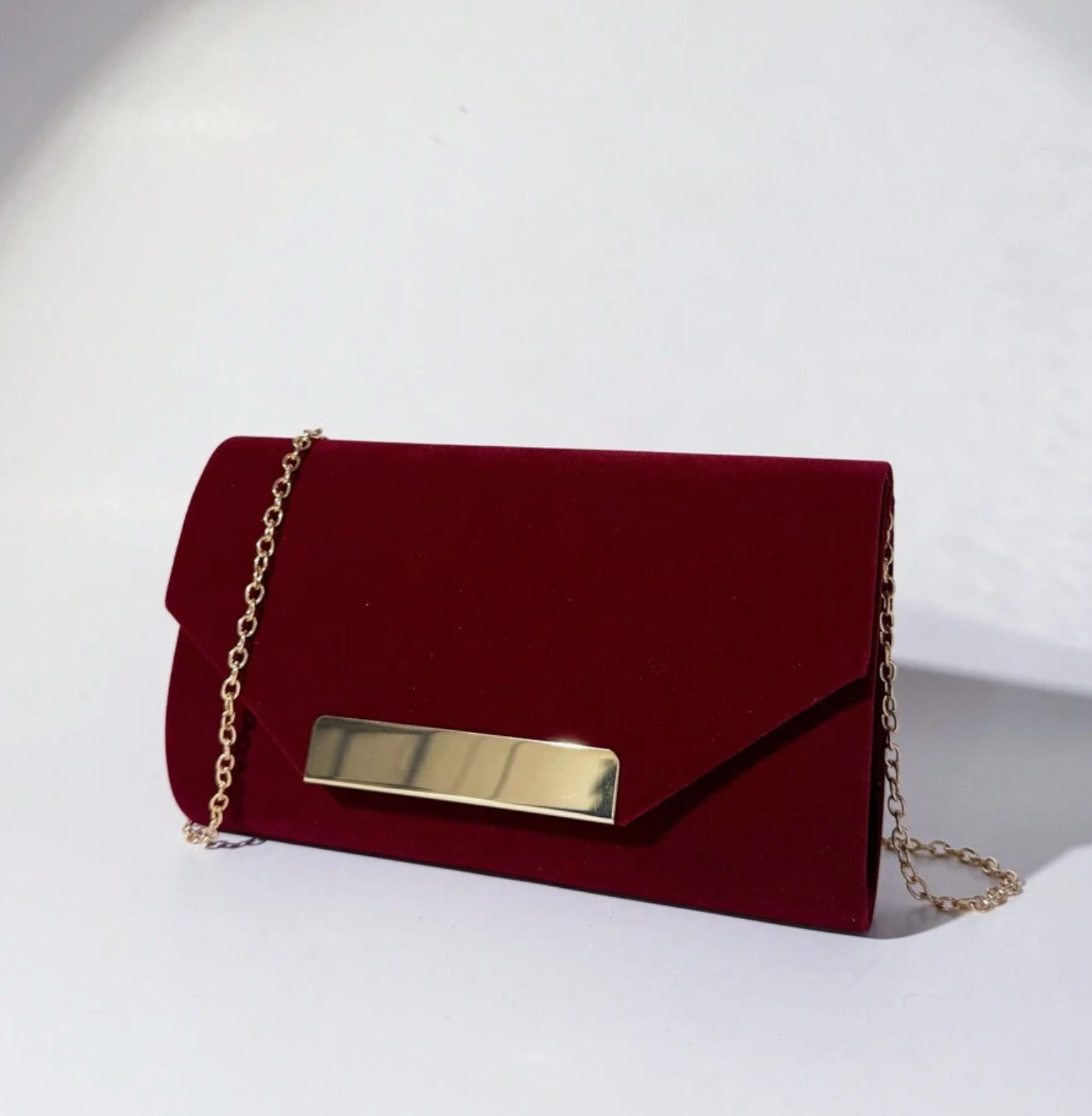 Suede Clutch in Burgundy