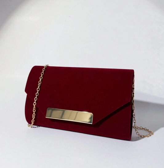 Suede Clutch in Burgundy